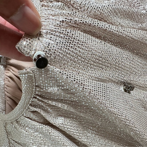 Sabina Musayev Shimmering Gold Metallic Mini Dress Small Short Sleeves Wedding - Picture 13 of 15